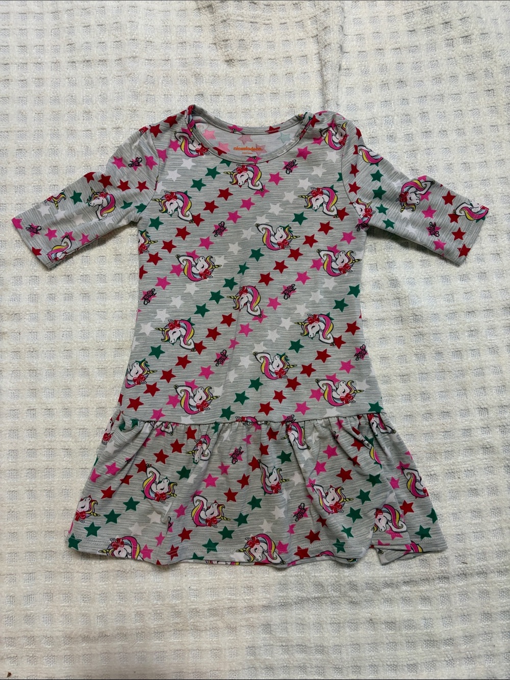 Girls Grey Unicorn Star Print Dress